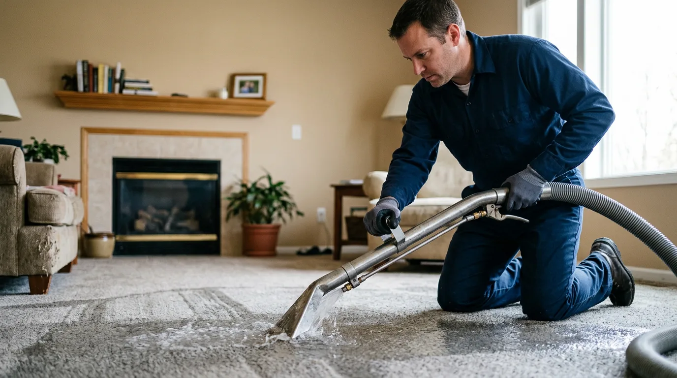 Water damage restoration technician working near Norris, IL